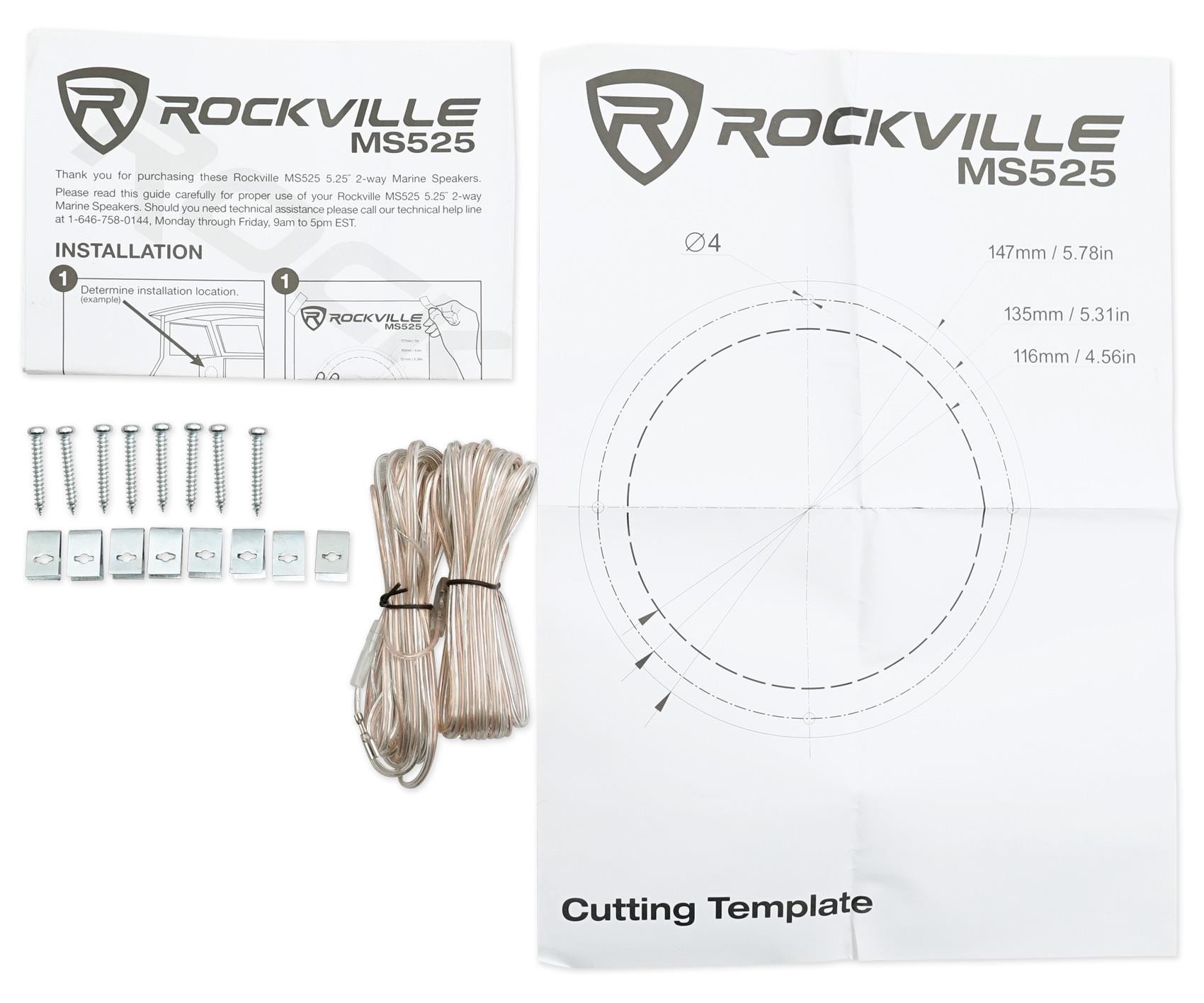 Pair Rockville MS525W 5.25" 400 Watt Waterproof Hot Tub Speakers In White