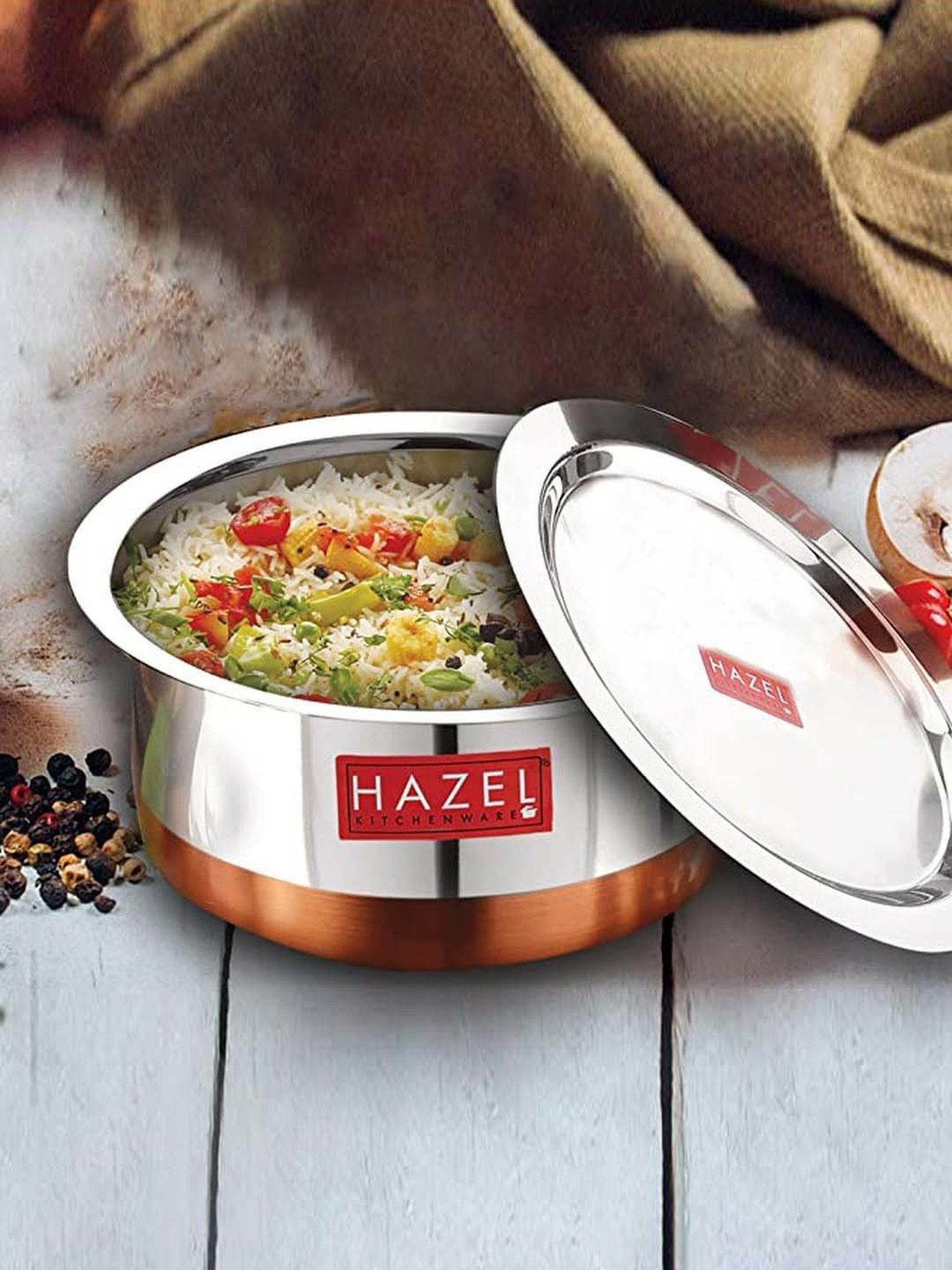 HAZEL Steel Copper Bottom Tope, Stainless Steel Tope Patila, Capacity 2400 ml