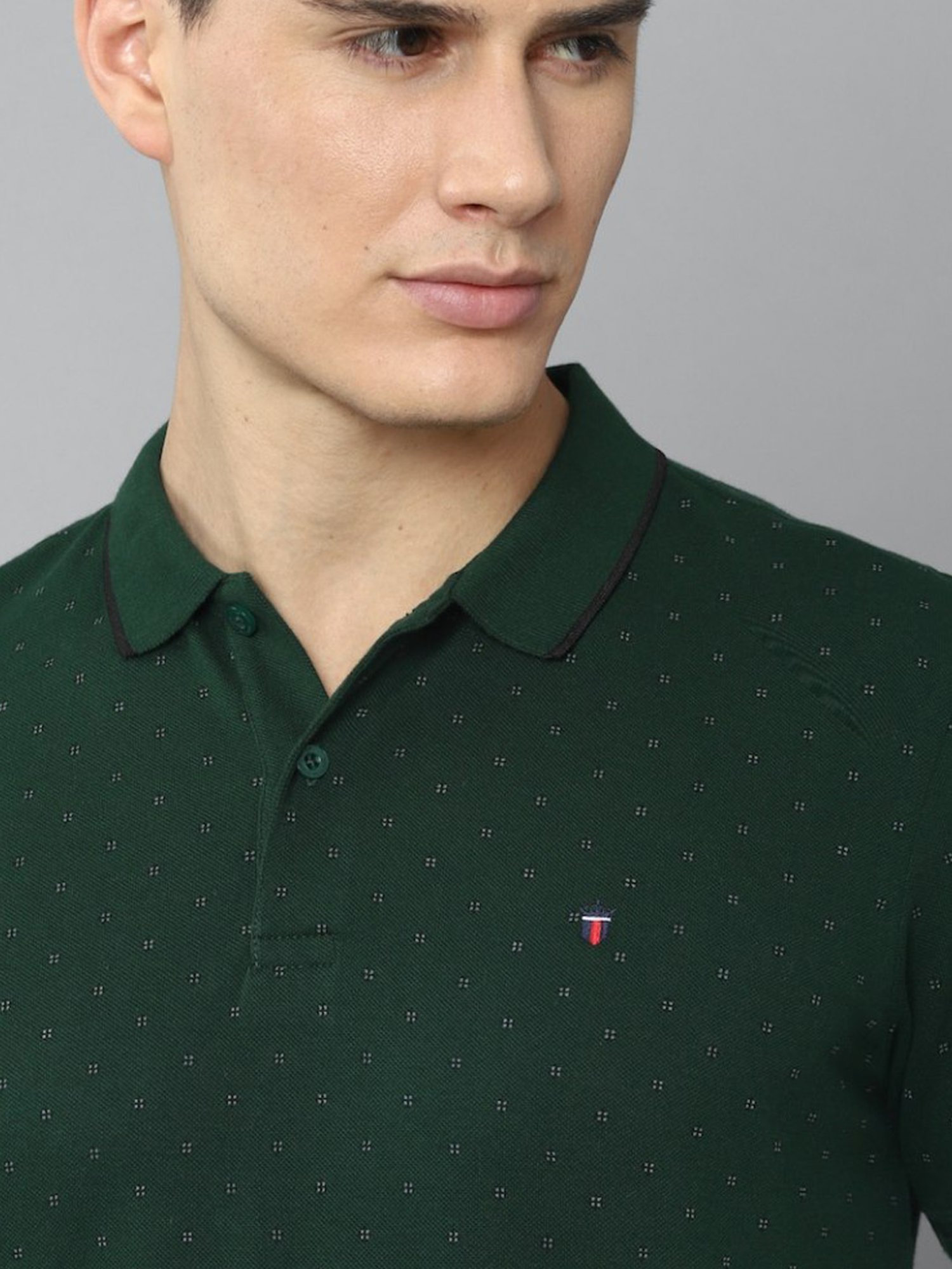 Louis Philippe Sport Green Cotton Slim Fit Polo T-Shirt