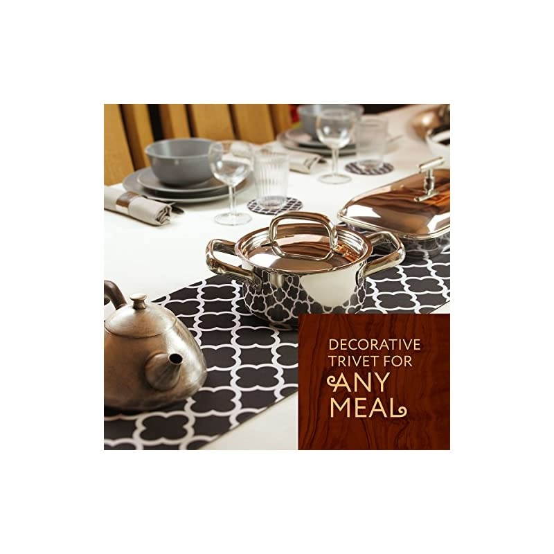 Decorative Trivet and Kitchen Table Runners Handles Heat, anti Slip, Hand Washable and Convenient for Hot Dishes, Black/White