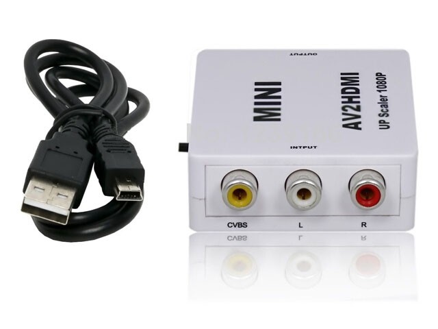 RCA AV to HDMI Converter Adapter Mini Composite CVBS to HDMI AV2HDMI Converter 1080P White
