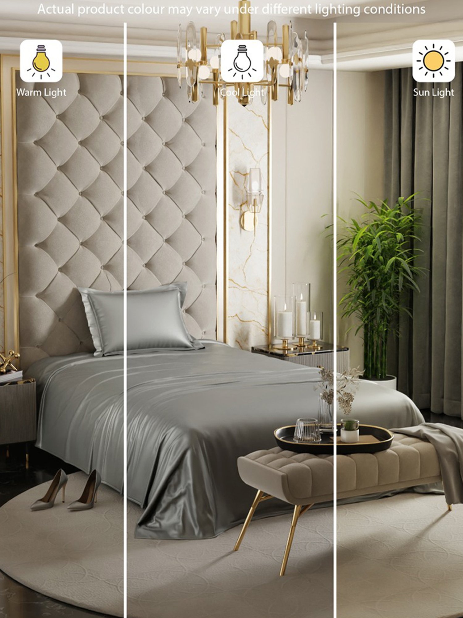 Stoa Paris Date Night Silver Polyester 300 TC Single Bedsheet with 1 Pillow Cover