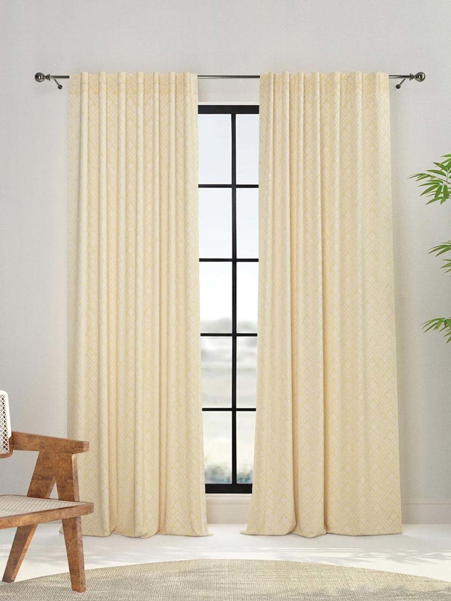 Swayam Brown Paisley J&B Blackout Eyelet Door Curtain - Single Piece (7 Ft)