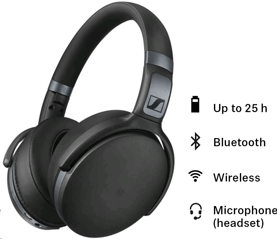 Sennheiser HD 4.40 Around Ear Bluetooth Wireless Headphones - Black
