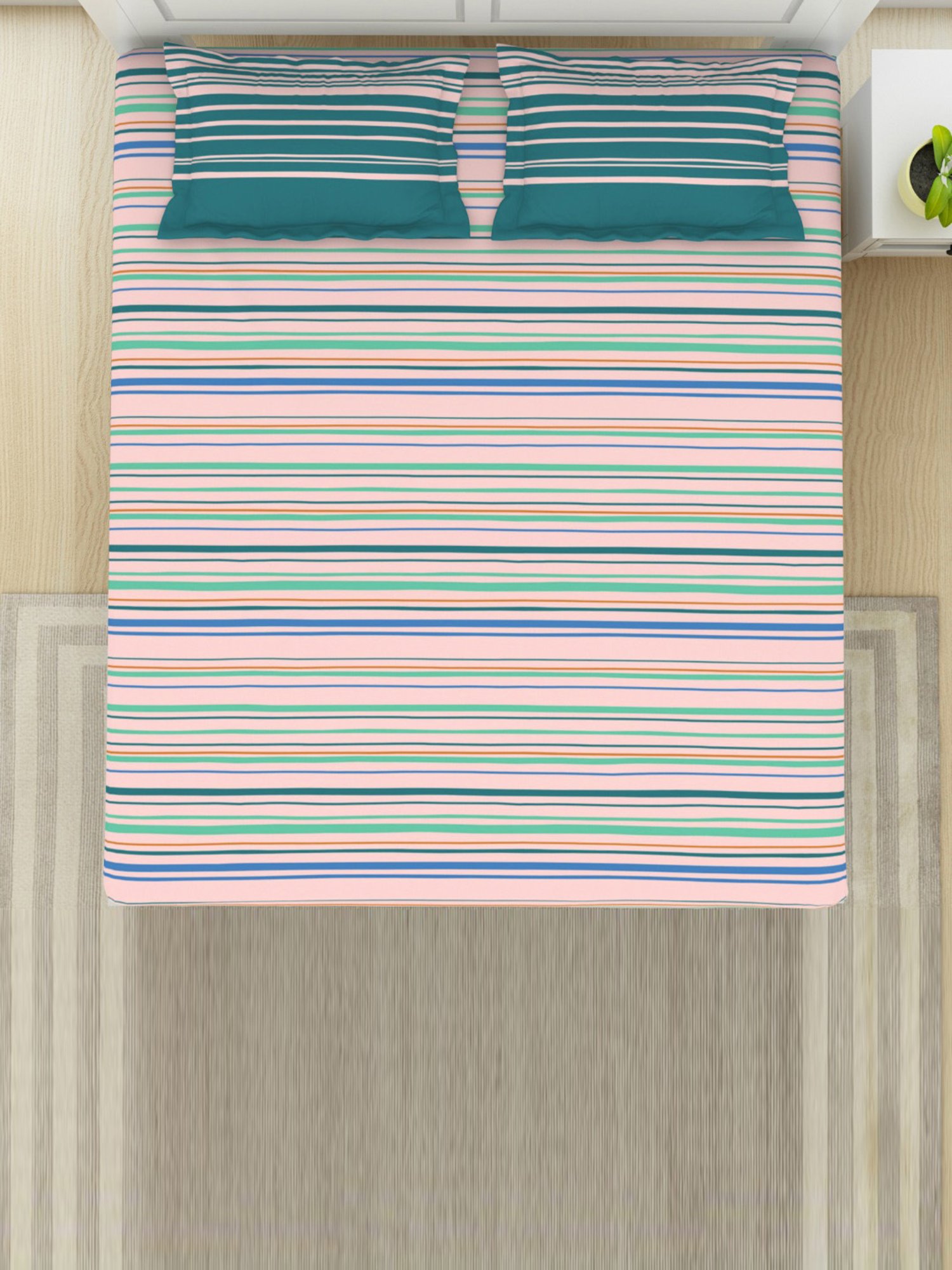 Spaces Gypsy Abstract Violet 144 TC Cotton Double Bedsheet With 2 Pillow Covers