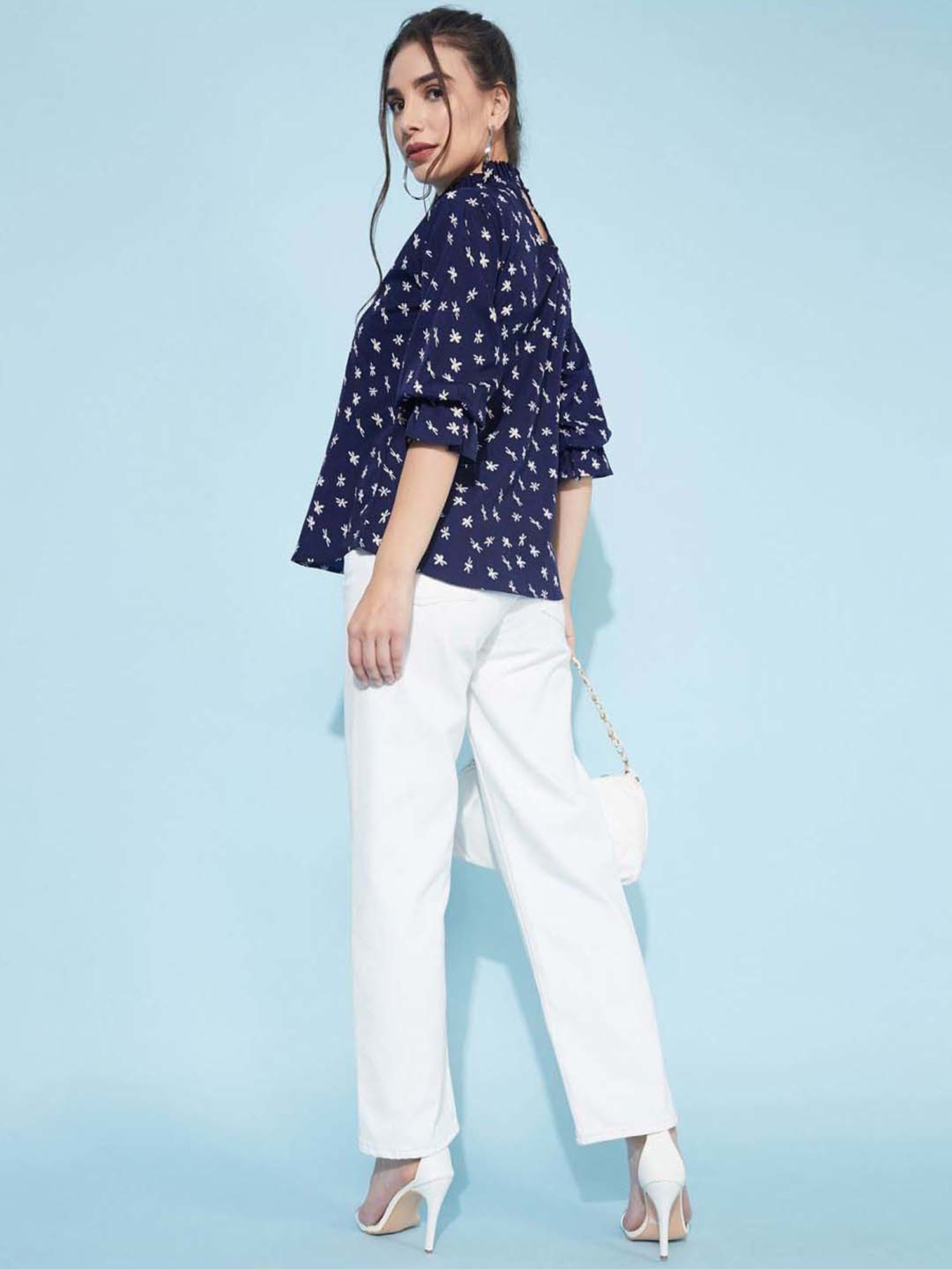 SELVIA Blue Printed Top