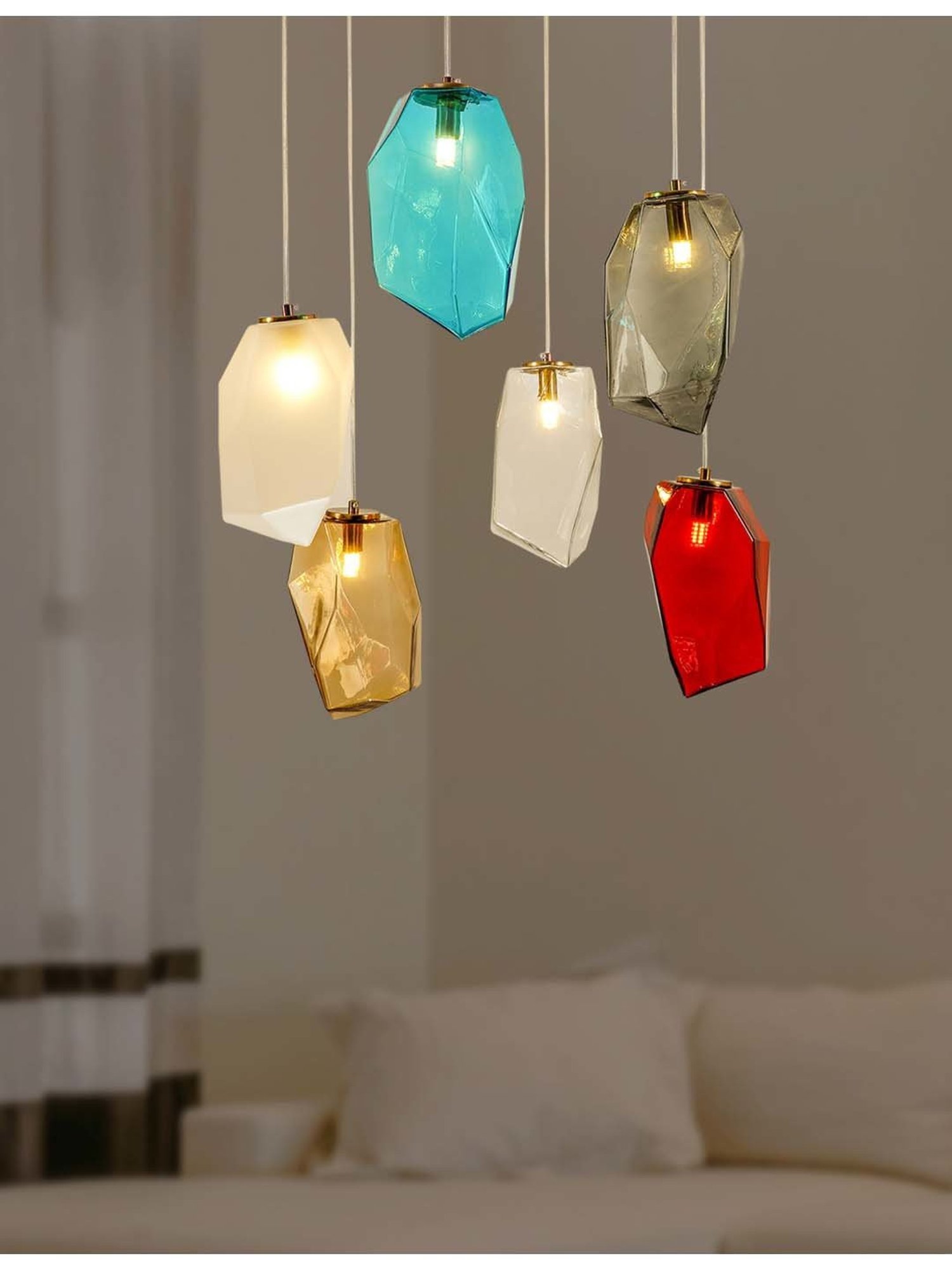 Kapoor E Illuminations 'Vogue Hartwell' Multicolor Glass 6-In-1 Chandelier