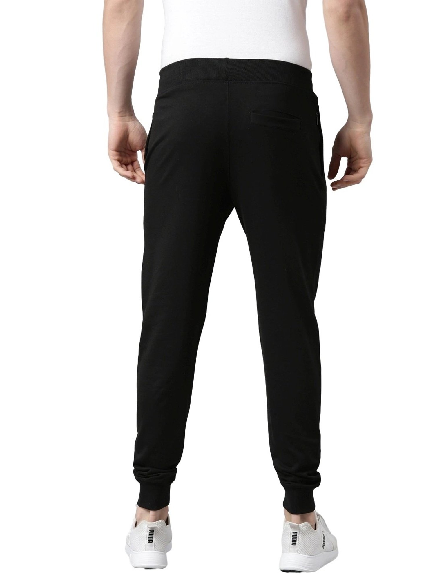 Force NXT Black Cotton Regular Fit Joggers