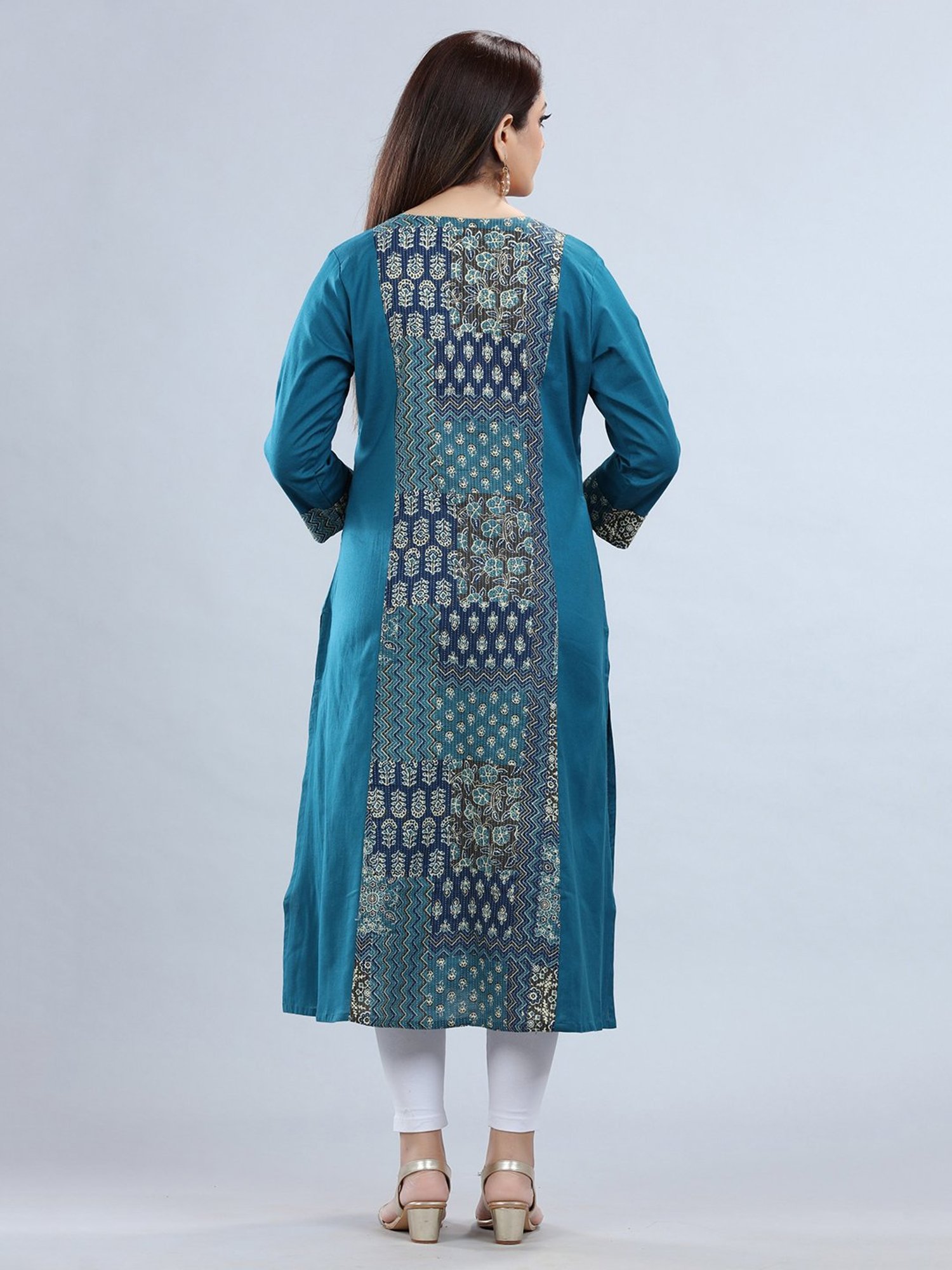 Cotton Culture Blue Printed A Line Kurta
