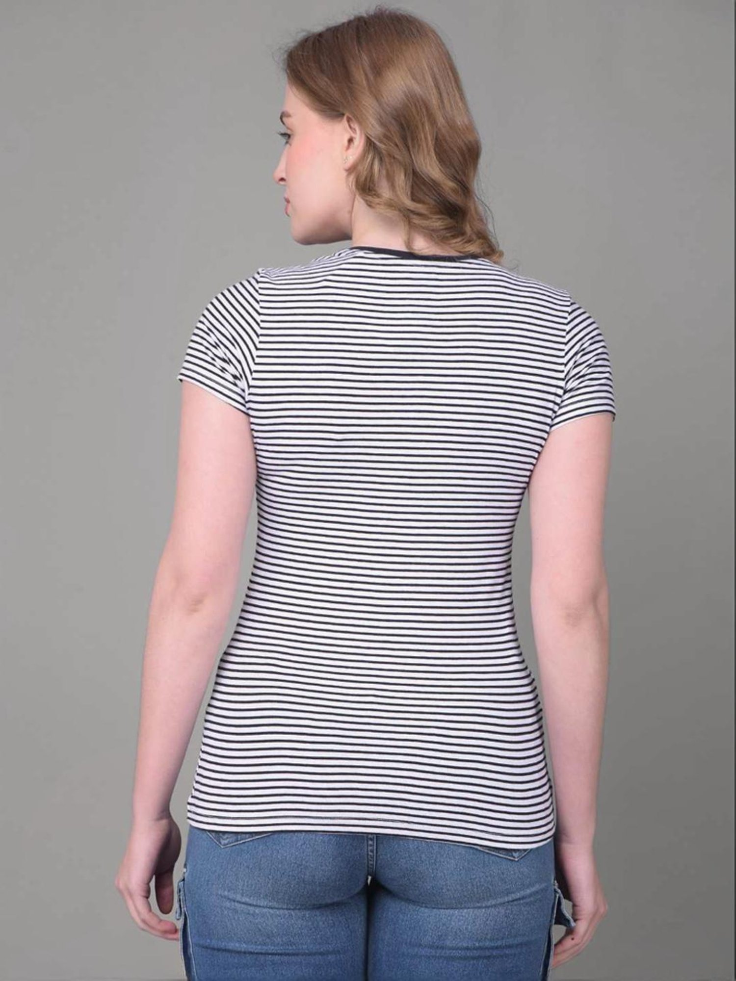 Dollar Black Cotton Striped Sports T-Shirt