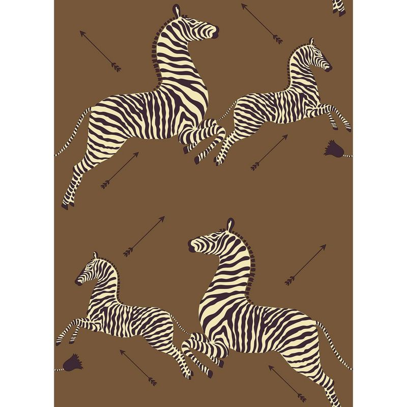 Brewster Safari Brown Zebra Safari Scalamandre Self Adhesive Wallpaper