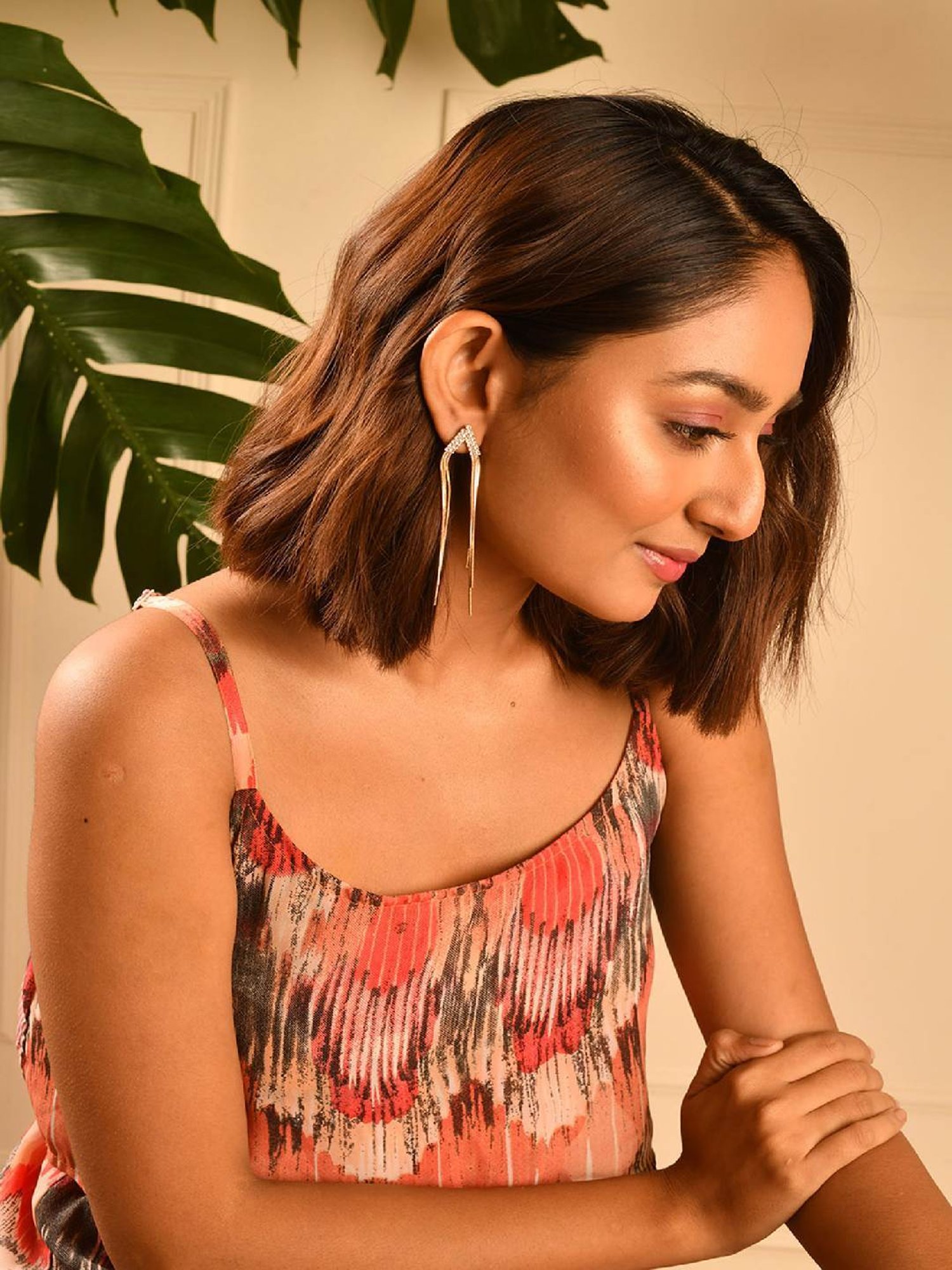 Jewelz Western Extremely Lightweight Chain Step Tassle Earrings for Women