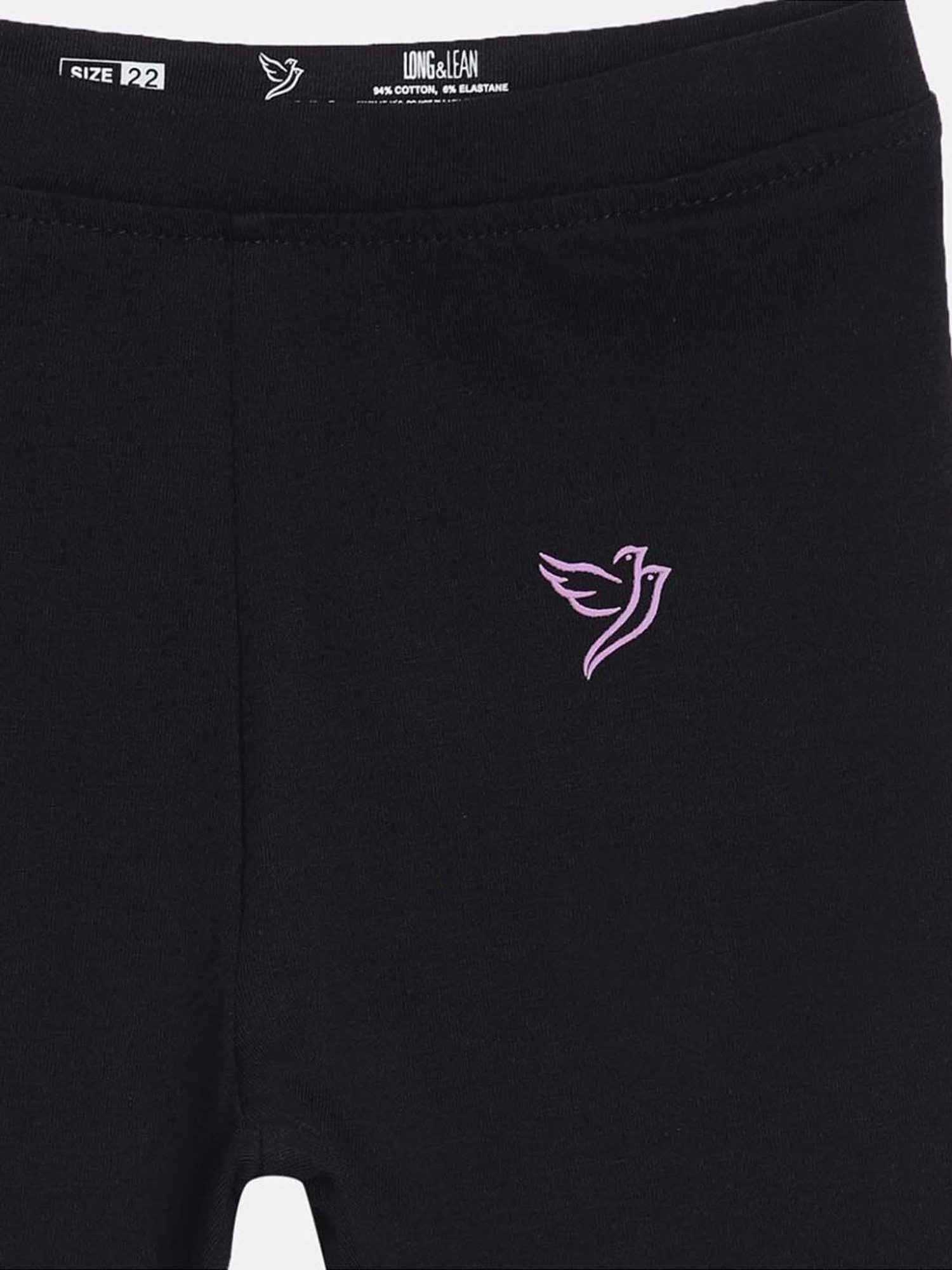 TWIN BIRDS Kids Black & Beige Cotton Regular Fit Leggings (Pack of 2)