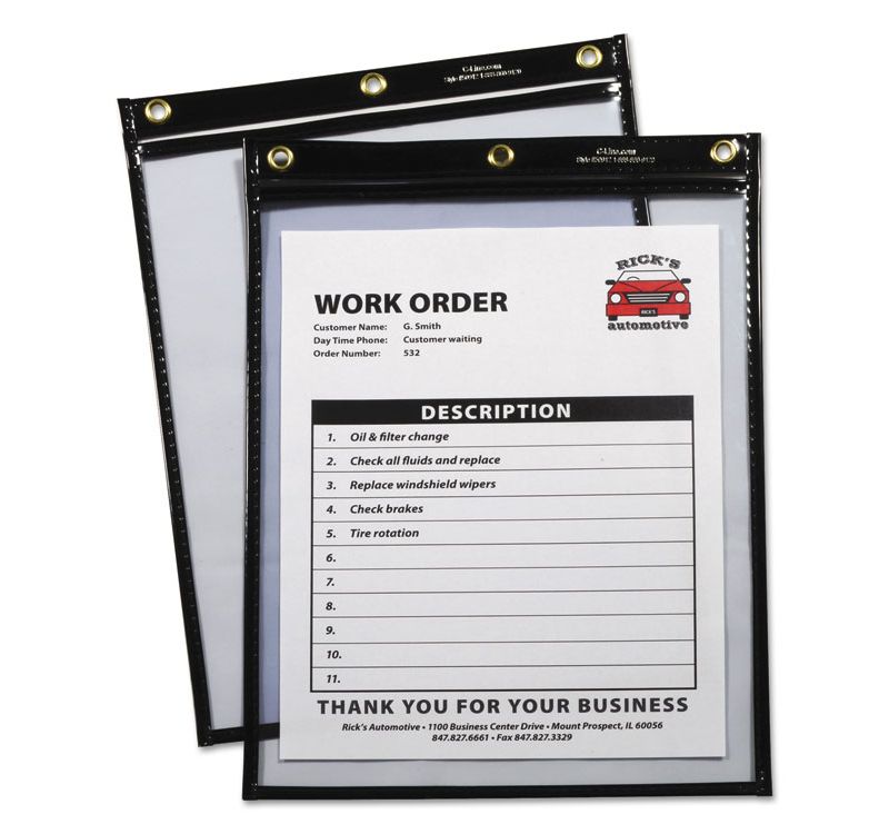 C-Line Heavy-Duty Super Heavyweight Plus Shop Ticket Holders Black 9 x 12 15/BX 50912
