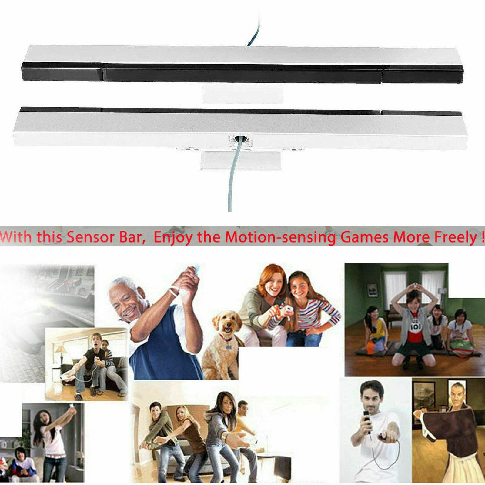 Wired Infrared Ultra Sensor Bar Extended Play Range for  Wii Control