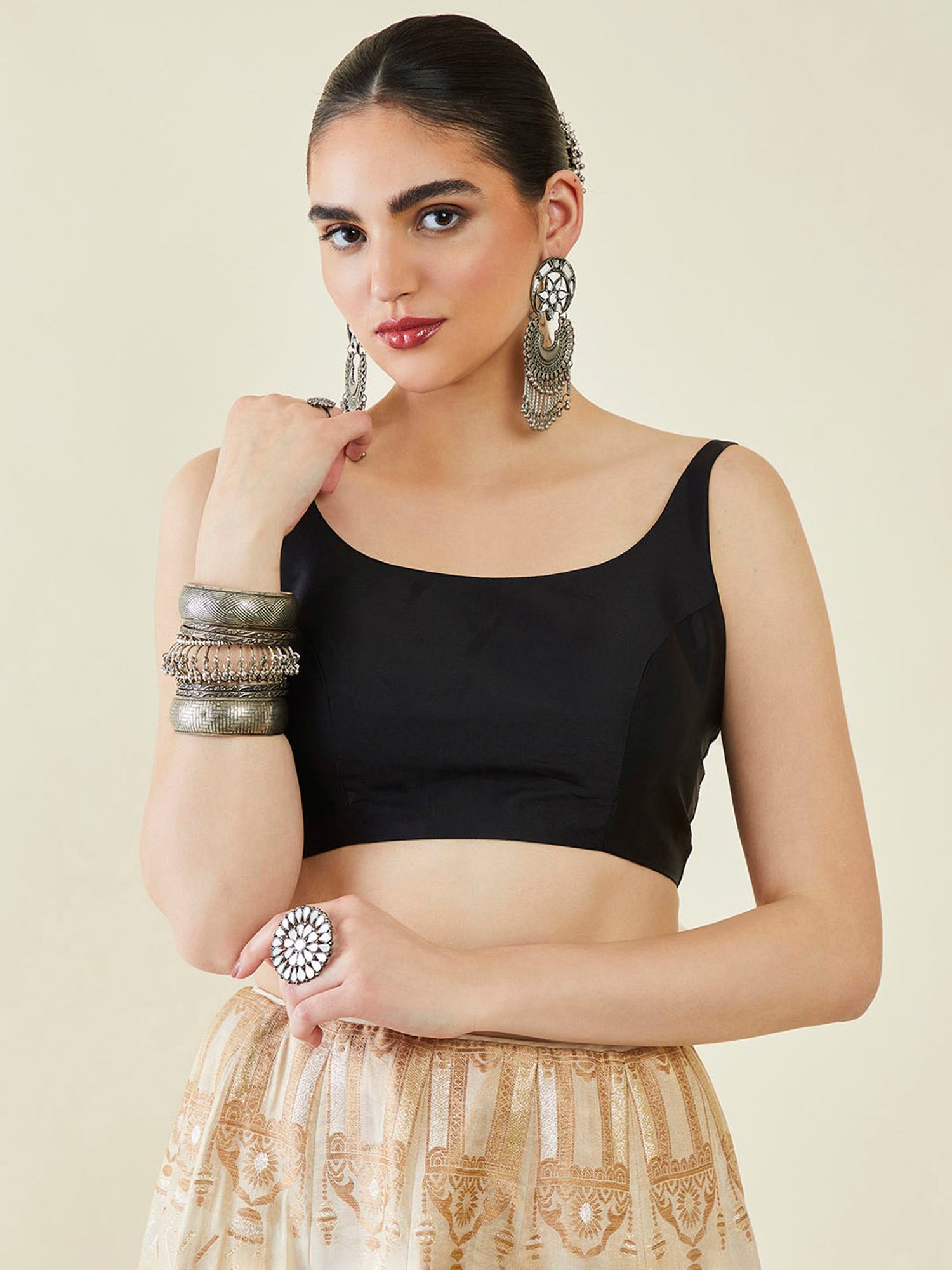 Soch Black Sleeveless Redymade Blouse