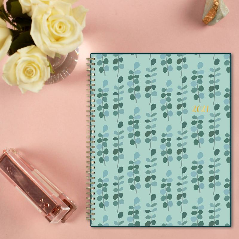 2021 Planner 8.5" x 11" VertAppt Plastic Weekly/Monthly Wirebound Blue Spring Leaf - Mia Charro
