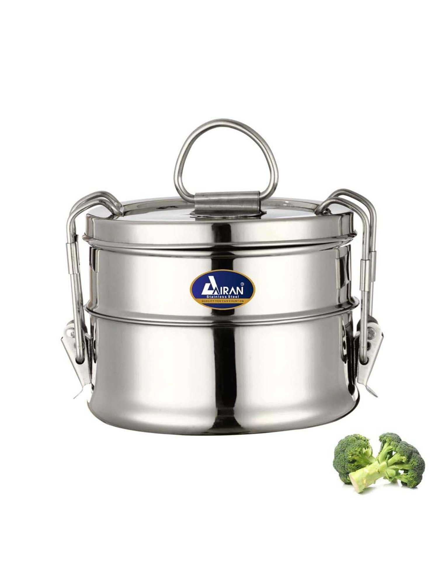 Airan Silver Stainless Steel Travelling Lunch Box Set For Office & School