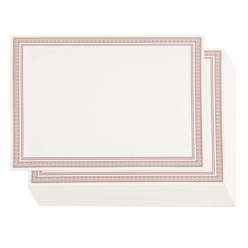 Sustainable Greetings 50-Pack White Blank Certificates Award Paper with Rose Gold Border, A4 Letter Size 8.5 x 11 in