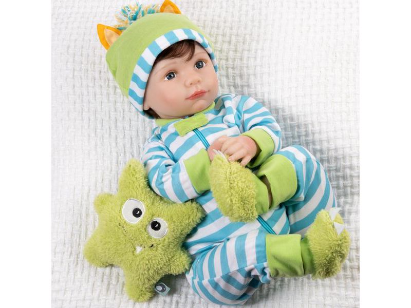Paradise Galleries Reborn Toddler Boy - Cuddle Monster, Magnetic Mouth - 21 inch in SoftTouch Vinyl, 7-Piece Doll Gift Set
