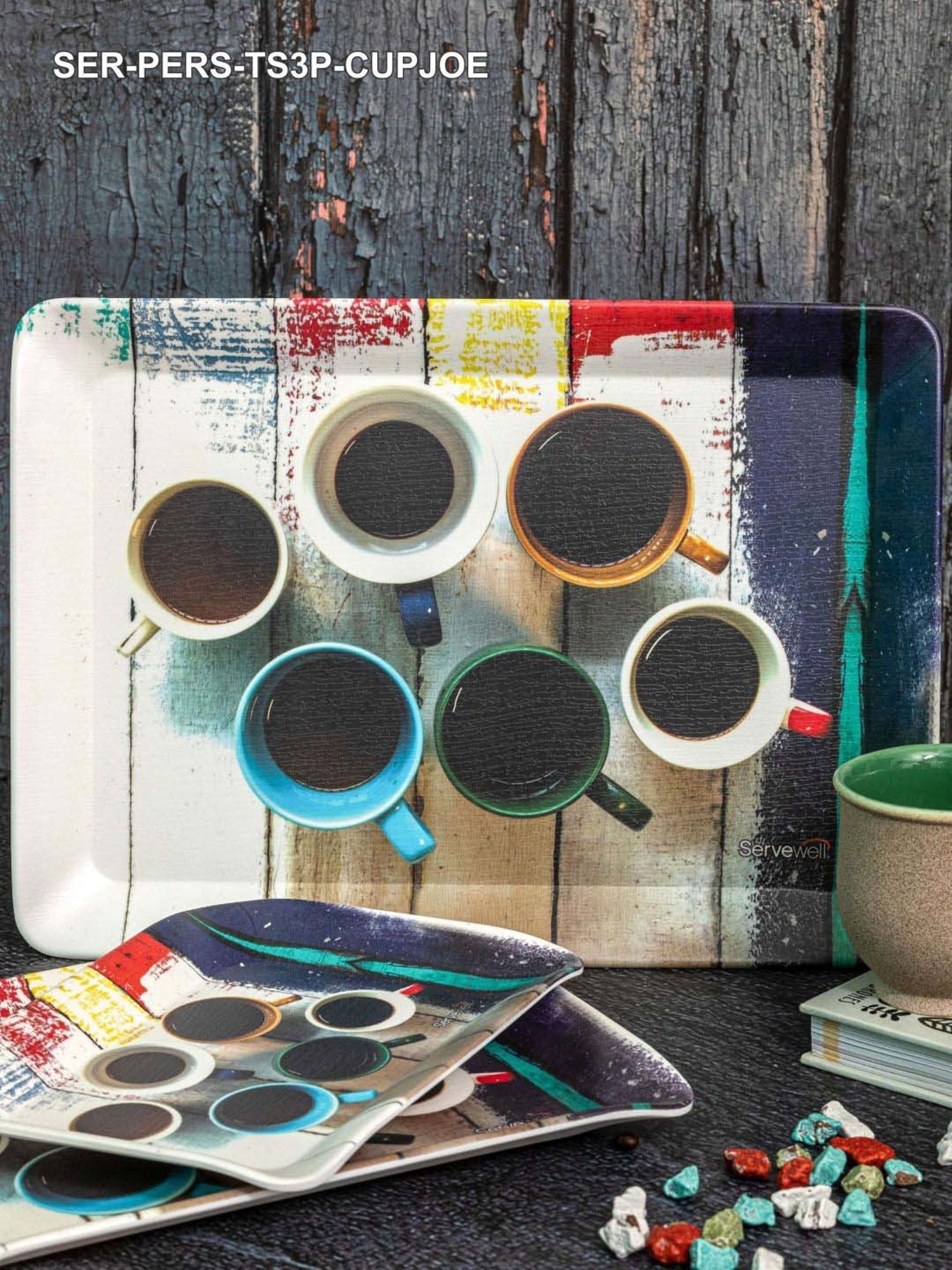 Servewell Cuppa Joe Melamine Persian Trays - Set of 3