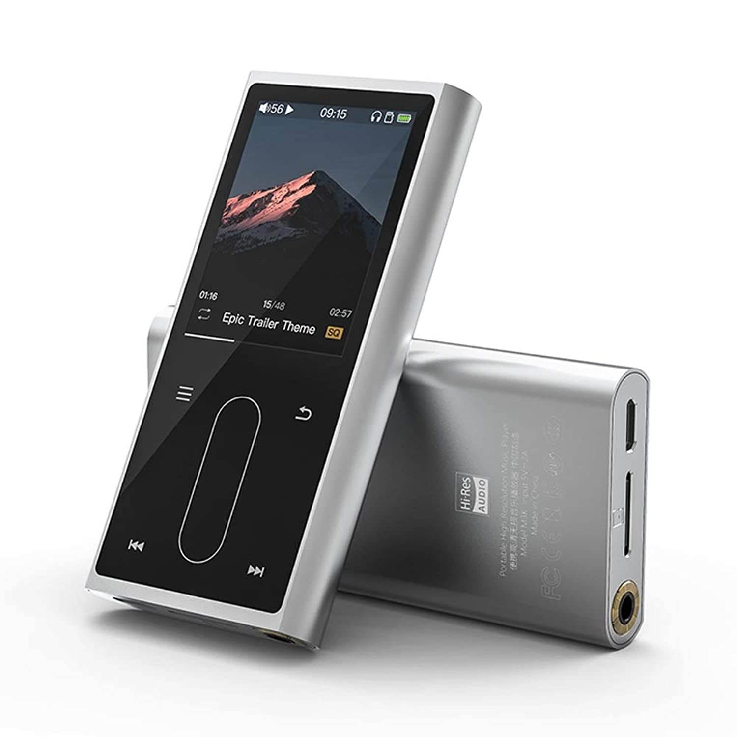 FiiO M3K HiFi Metal Shell MP3 Player with Digital Voice Recorder,24 Hours Playback and Expandable Up to 512GB with Independent Lock & Volume Control,Silver
