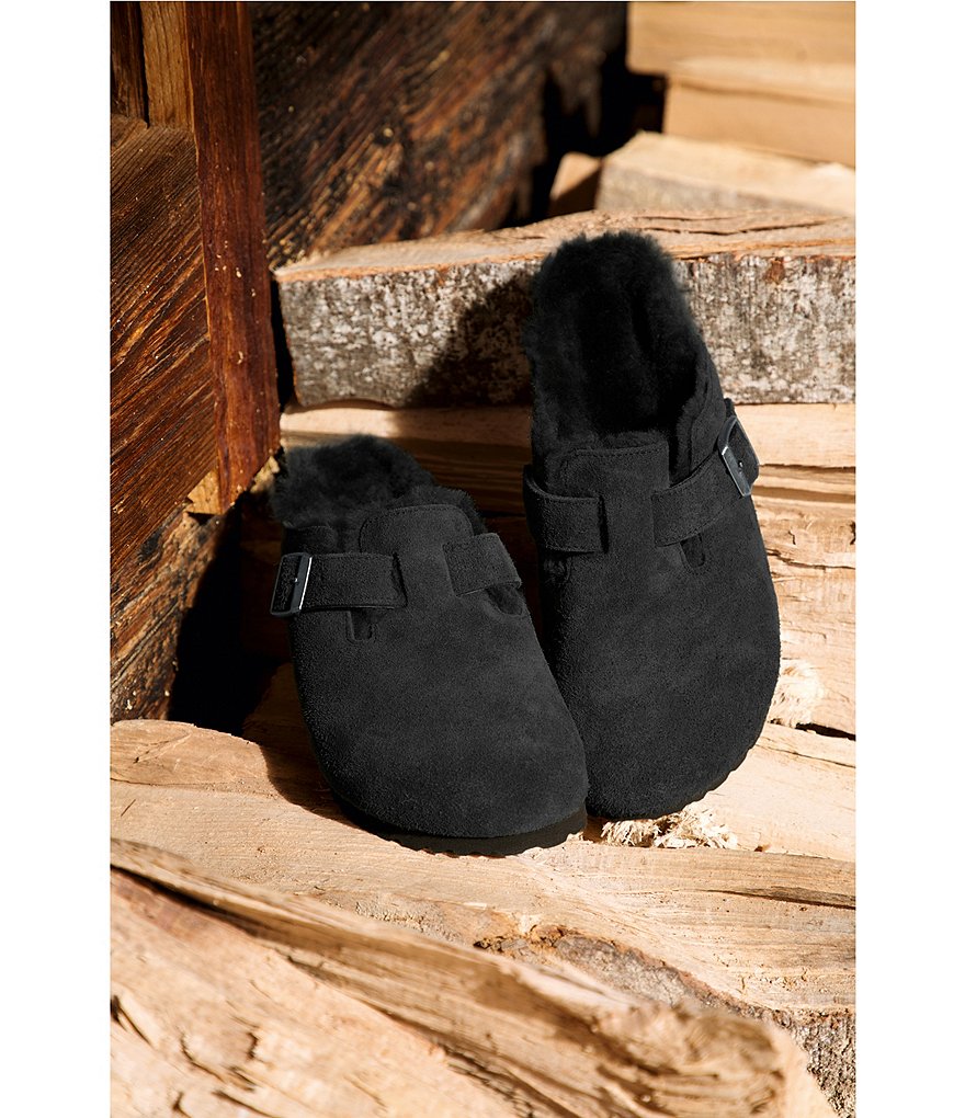 Birkenstock Women's Boston Suede Shearling-Lined Clogs
