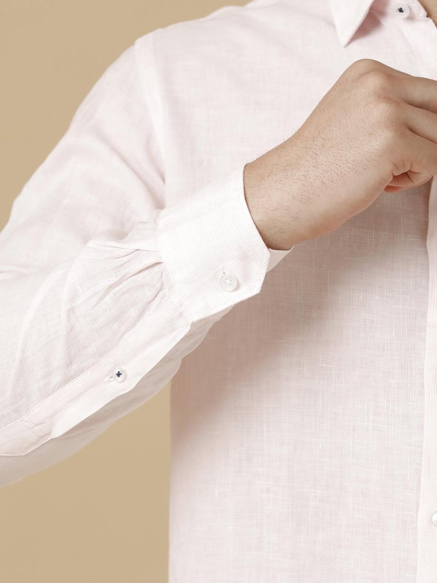 Linen Club Pink Linen Contemporary Fit Shirt