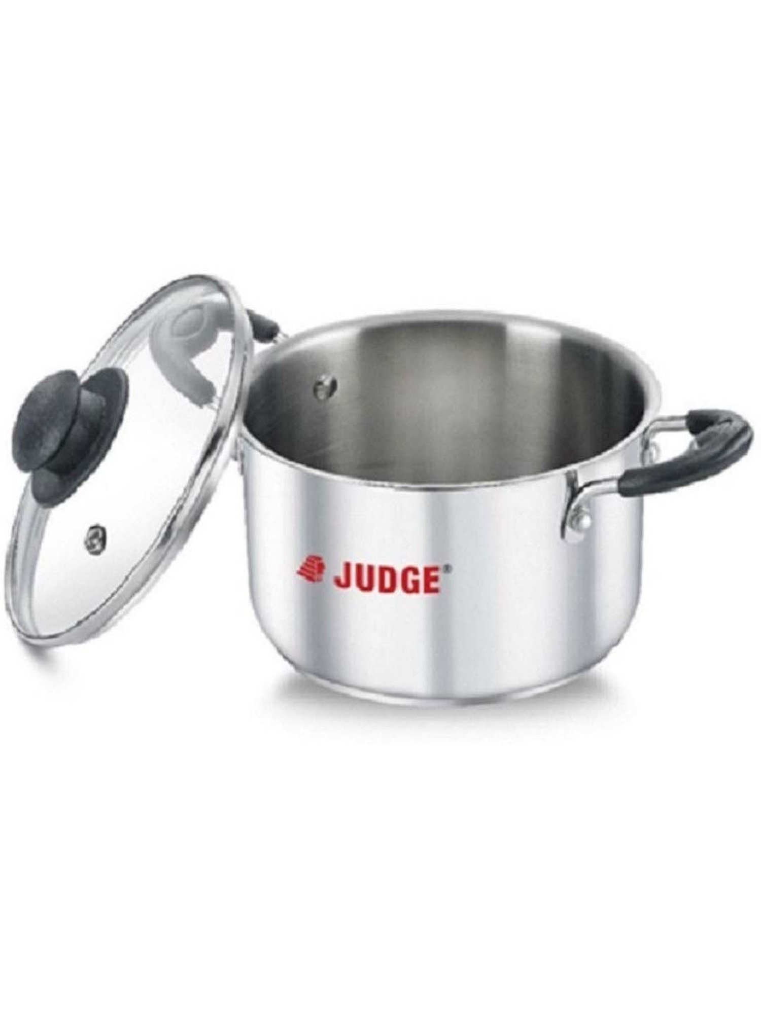 JUDGE Silver & Transparent Stainless Steel 20 cm Gas Compatible Casserole With Glass Lid (3 L)