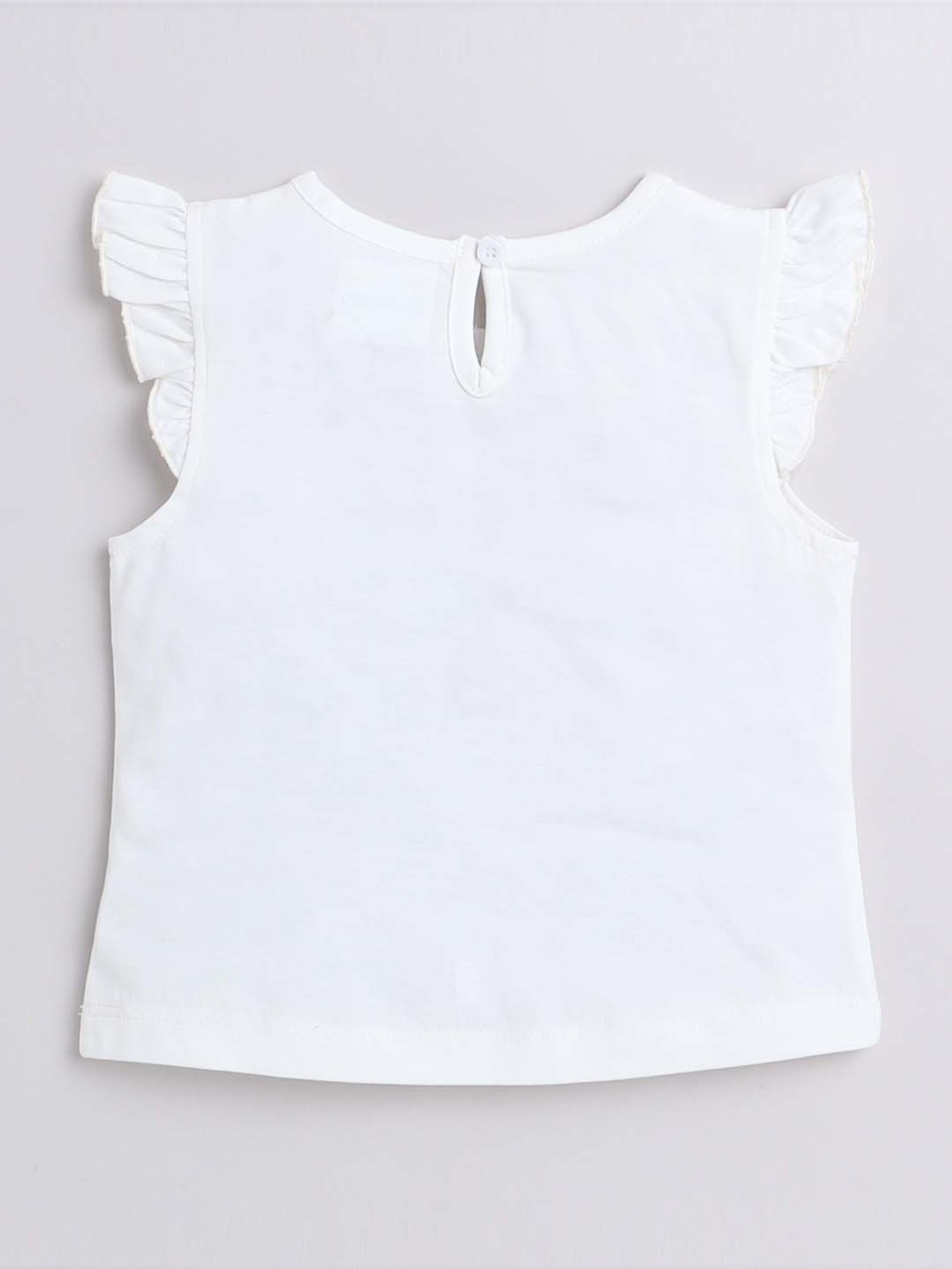 Bumzee Girls Off-White & Pink Cotton Printed T-Shirt Set