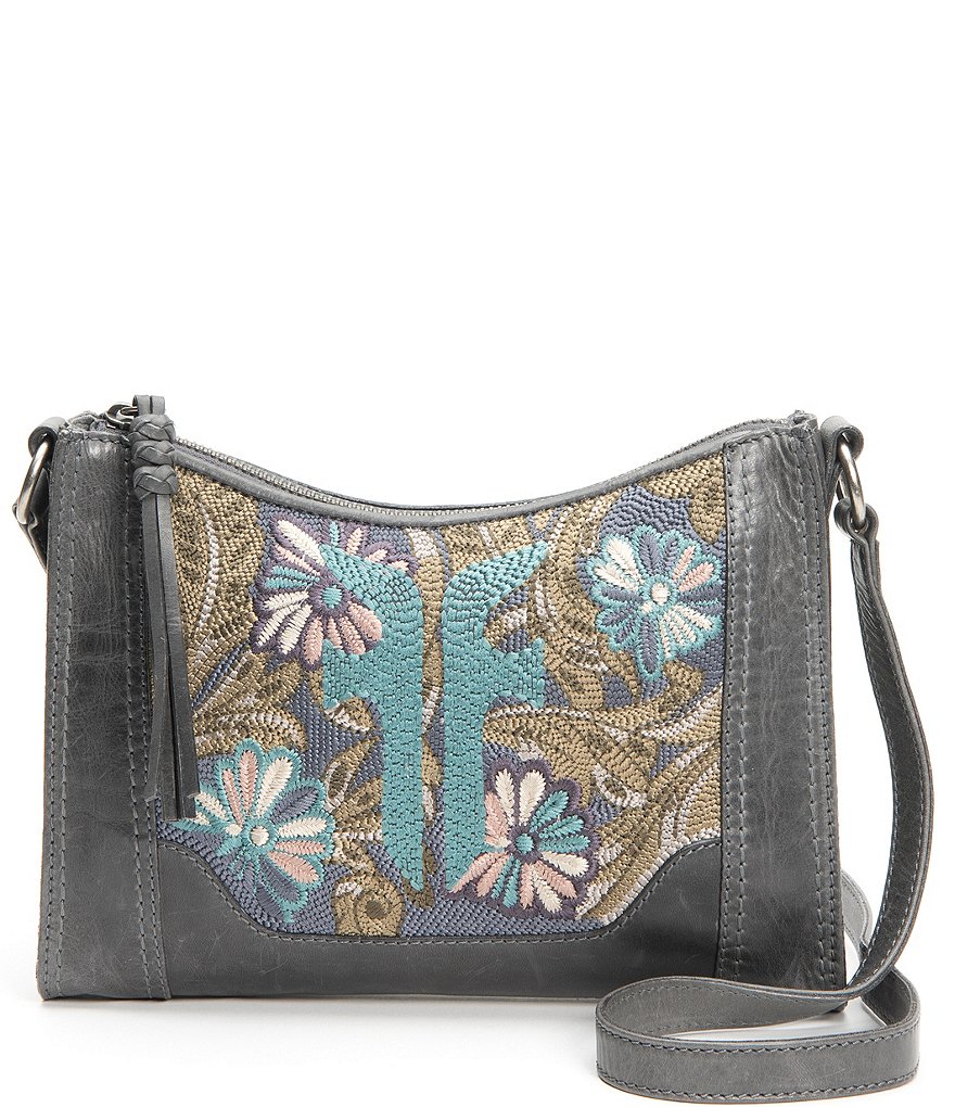 Frye Melissa Floral Embroidery Top Zip Crossbody Bag