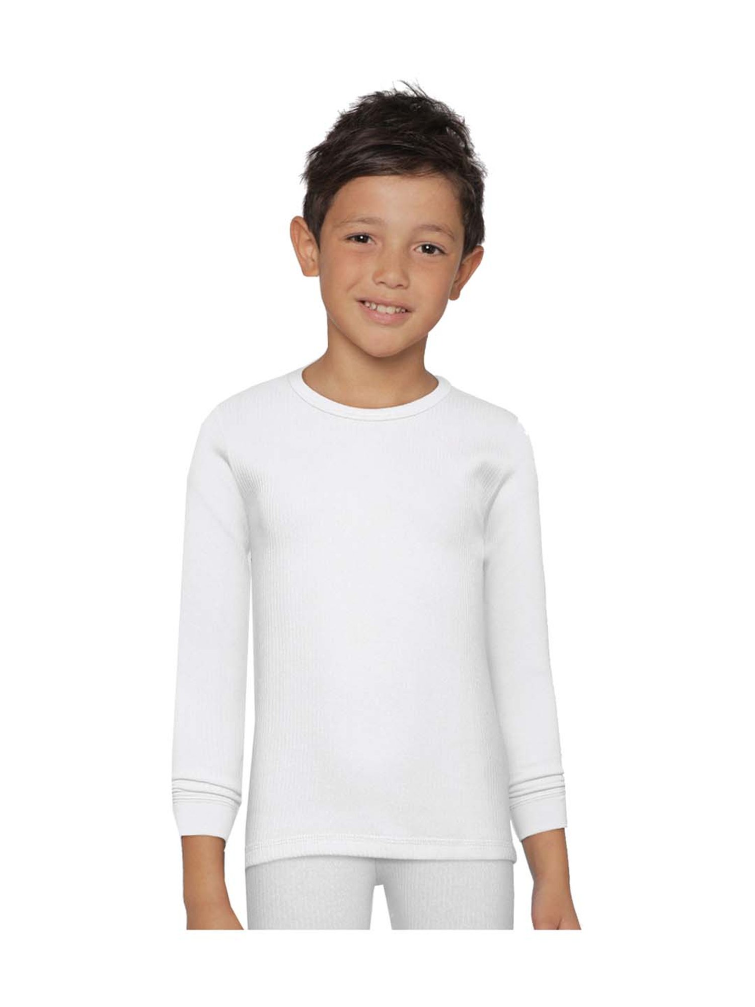 Kanvin Kids White Regular Fit Thermal Tops - Set of 2