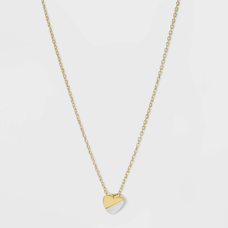 Sterling Silver Heart Extender Necklace - Silver  Gray