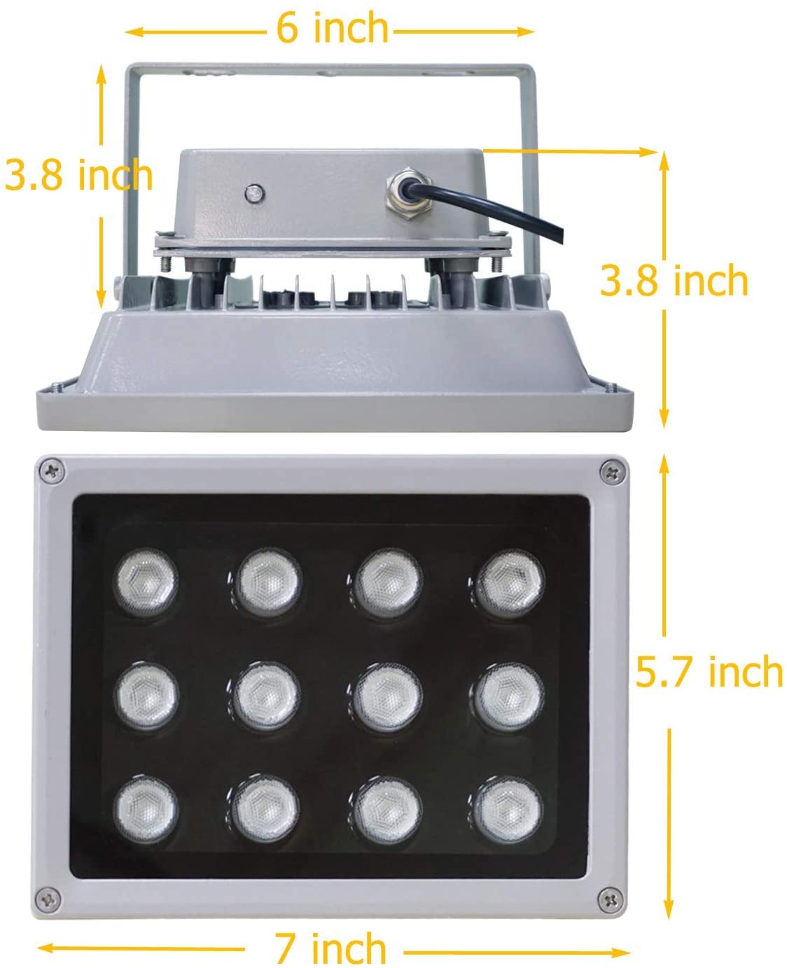 AUTENS IR Illuminator, 850nm 12-Led Wide Angle IP67 Waterproof Night Vision IR Infrared Light for IP Camera CCTV Analogue Security Surveillance Camera with 12V DC Power Adapter (90 Degree)