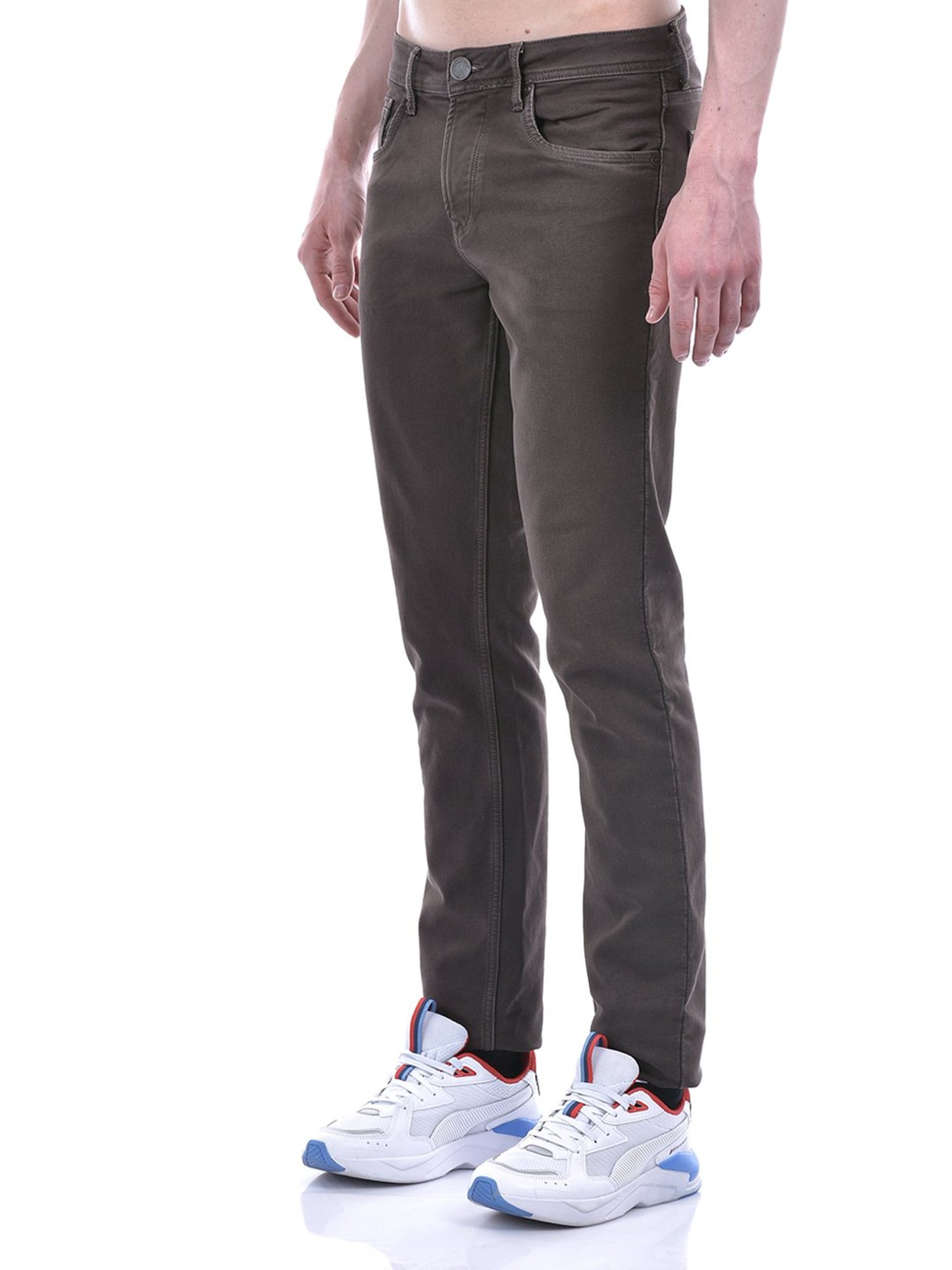 Lawman Pg3 Brown Slim Fit Lightly Washed Jeans