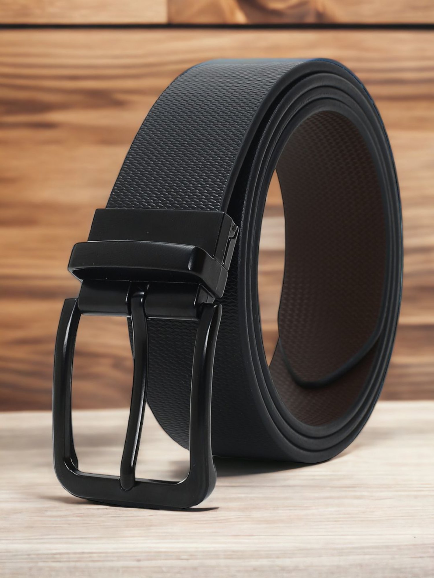 Crusset Black Leather Formal Belt for Men
