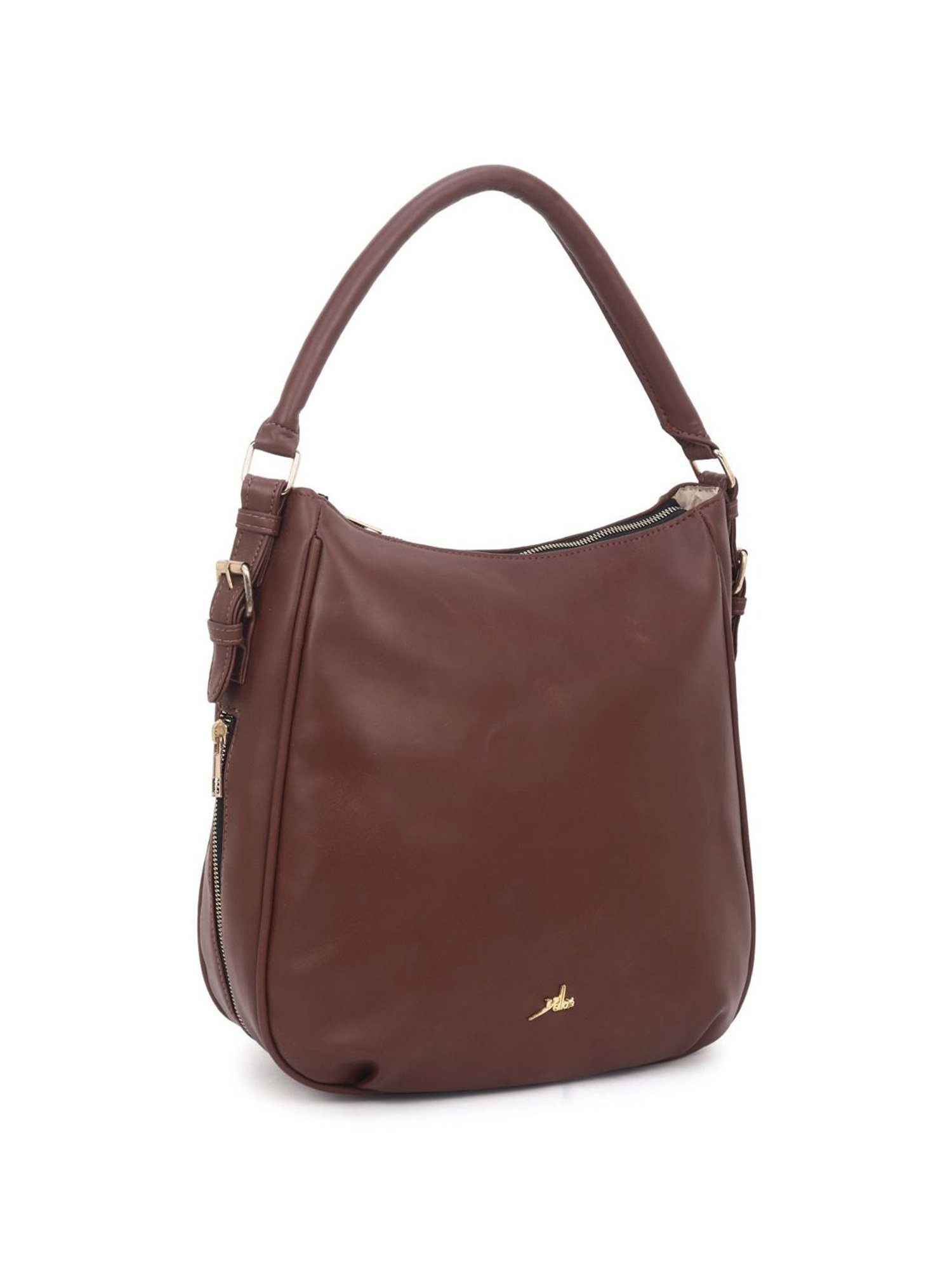 Yelloe Brown Synthetic Solid Hobo Handbag