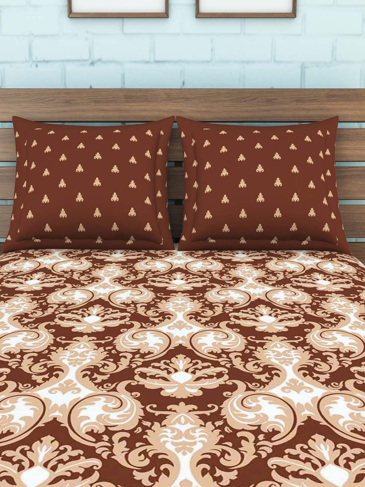 Spaces Atrium 144 TC Brown Bed Sheet Set