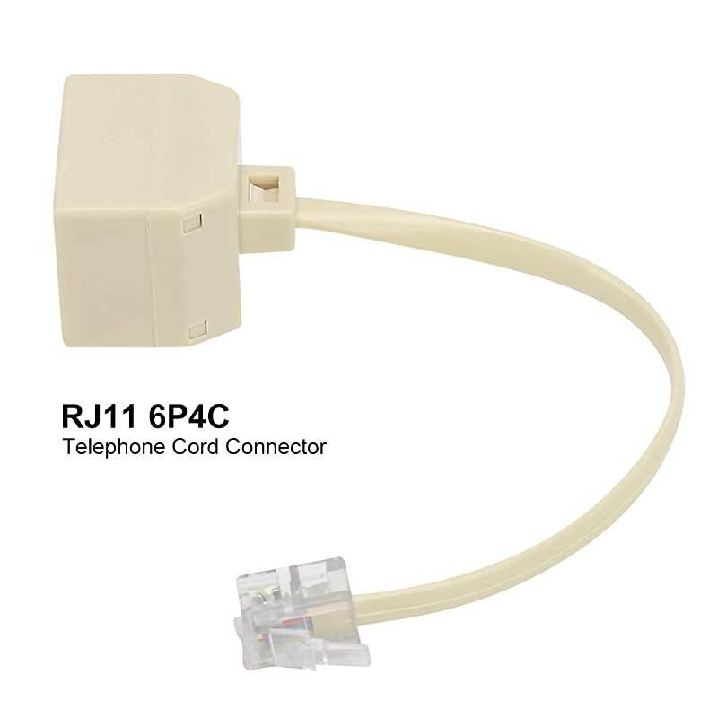 Two Way Telephone Splitters Male to 2 Female Converter Cable RJ11 6P4C Telephone Wall Adaptor and Separator for LandlineYellow2 Pack