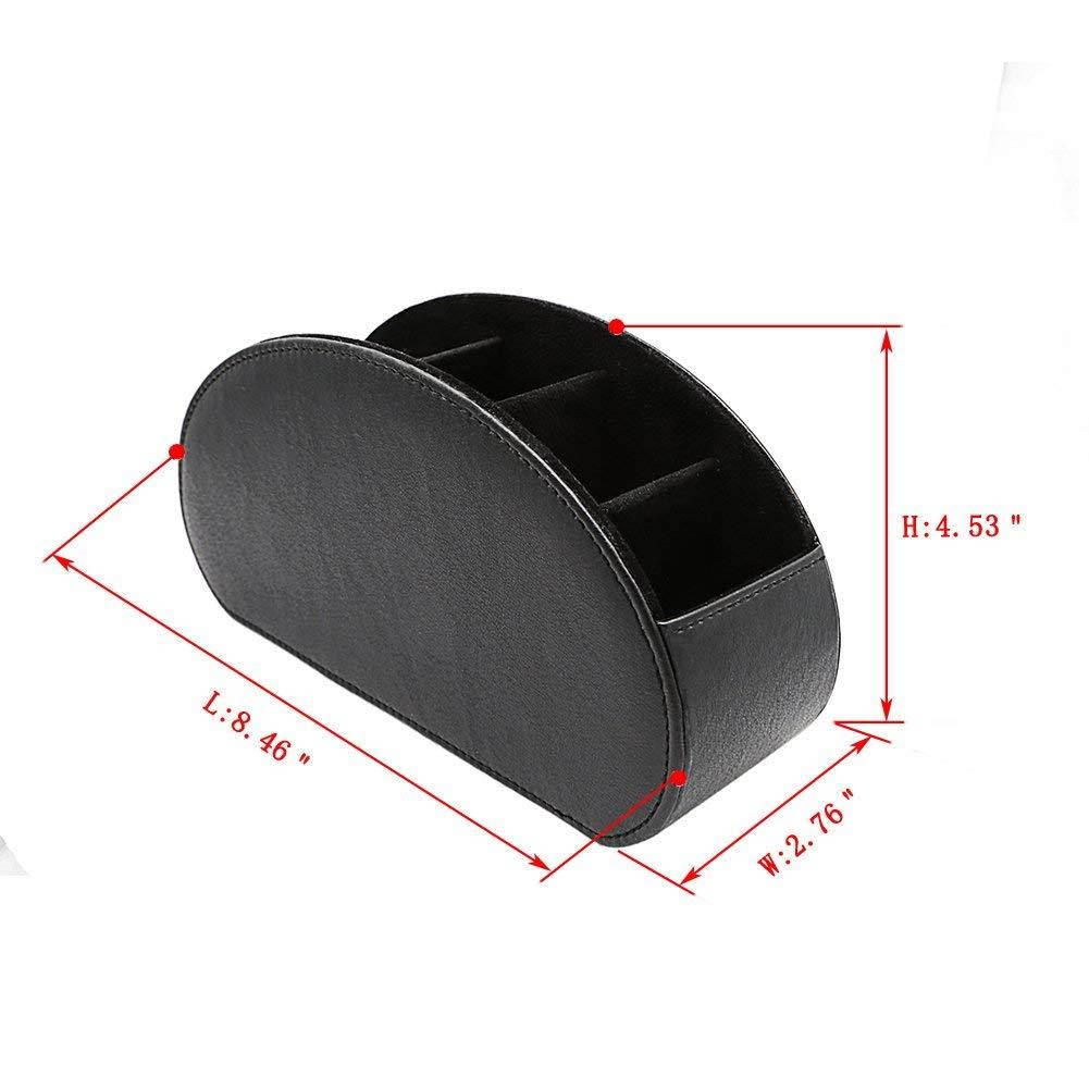 Fosinz Remote Control Holder Organizer Leather Control Storage TV Remote Control Organizer with 5 Spacious Compartments (Black 2 Pack)