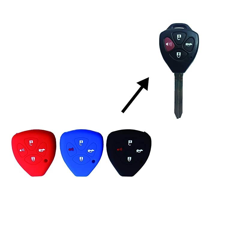 Autotech Remote Key Silicone Rubber Keyless Entry Shell Case Fob and Key Skin Cover fit for Toyota Camry Avalon Matrix Corolla Toyota Land Cruiser Black 1 Pair