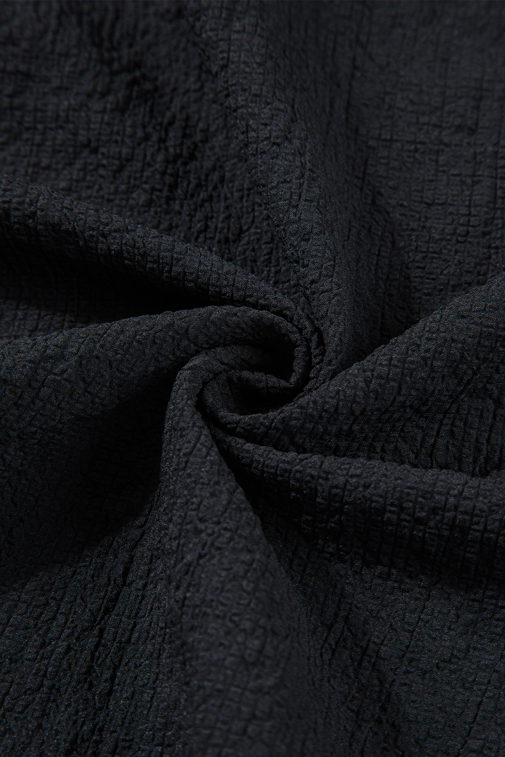 Black Basic Textured V Neck Tiered Ruffle Sleeve Blouse