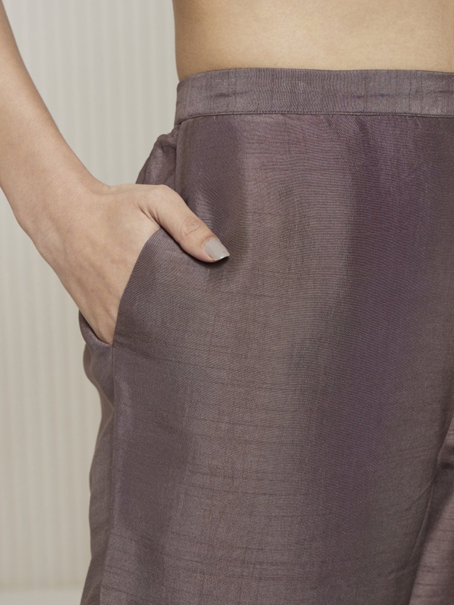 Artagai Granite Grey Elevated Basics Slim Pants With Side Slit And Buttons