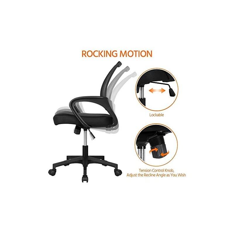 Office Chairs Ergonomic Computer Chair Mid Back Mesh Desk Chair Lumbar Support Modern Executive Adjustable Rolling Swivel Chair Black
