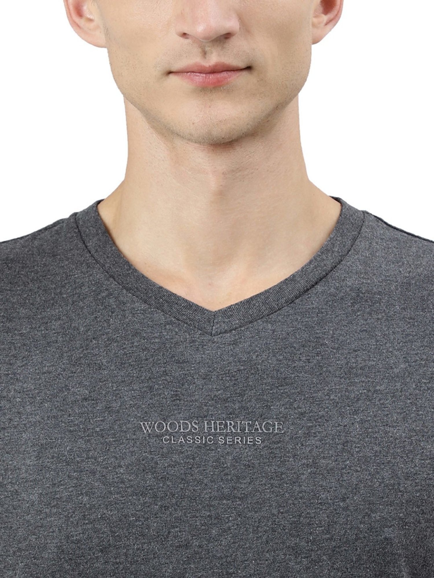 Woods Charcoal V-Neck T-Shirt