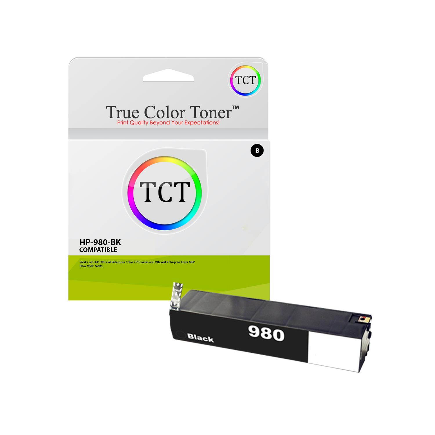 TCT Compatible Ink Cartridge Replacement for HP 980 works with HP OfficeJet Enterprise X555dn X555xh X585dn X585f X585z Printers (Black D8J10A, Cyan D8J07A, Magenta D8J08A, Yellow D8J09A ) - 4 Pack