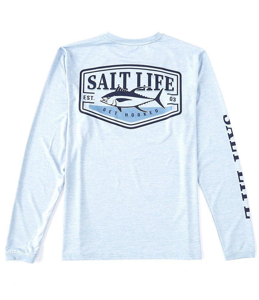 Salt Life Long-Sleeve Hooked Tuna Badge SLX Graphic UPF Rashgaurd T-Shirt