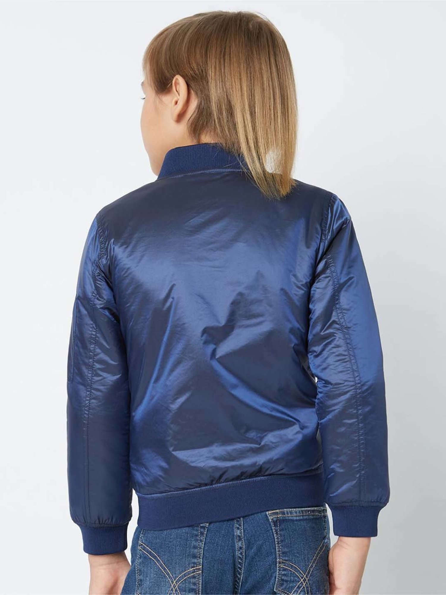 Gas Kids Blue Regular Fit Full Sleeves Bomber Jacket