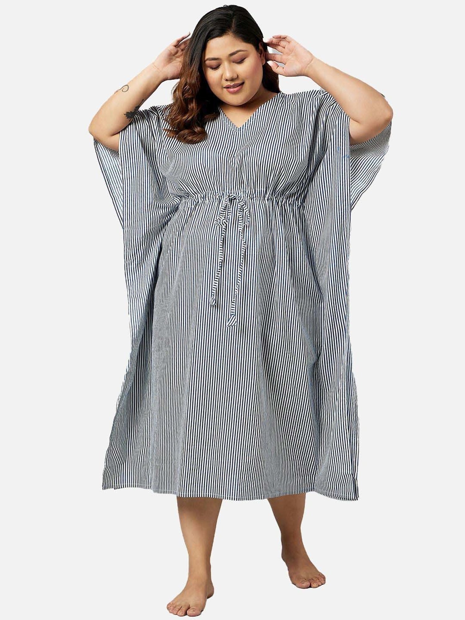 Secrets By ZeroKaata Blue Cotton Printed Kaftan