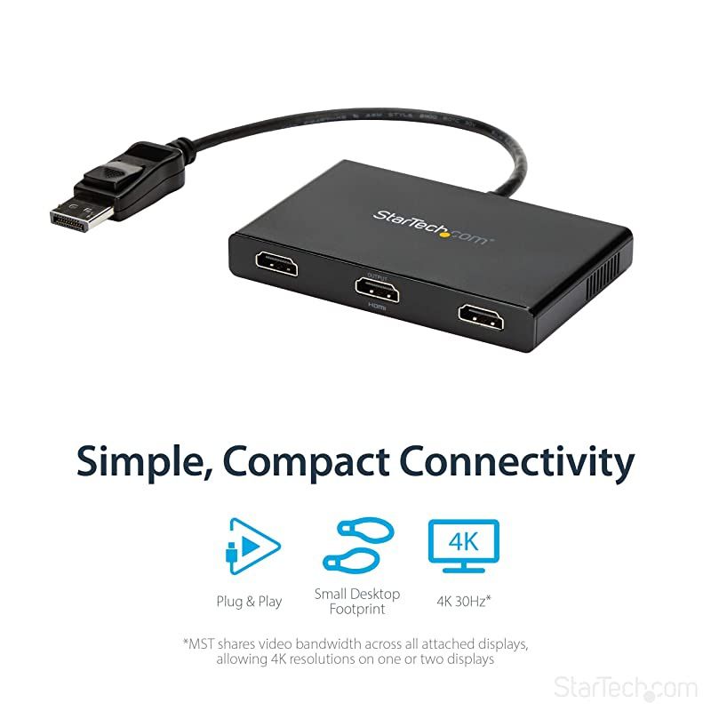 com DisplayPort to HDMI MultiMonitor Splitter 3Port MST Hub DP 12 to 3x HDMI MST Hub MSTDP123HD